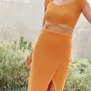 Express Orange knitted garment blouse and skirt